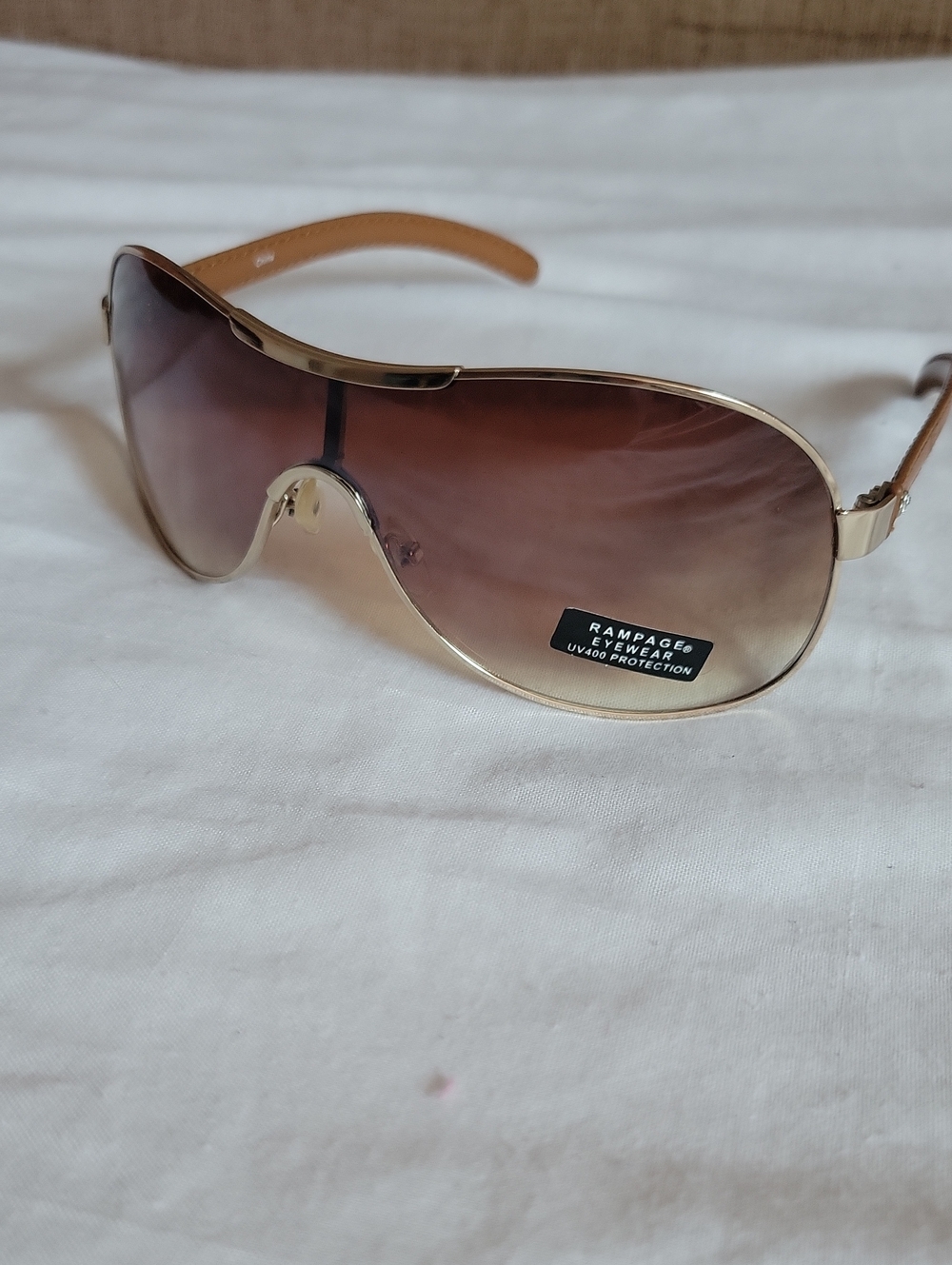 Rampage Gold Frame Brown Gradient Shield Sunglasses